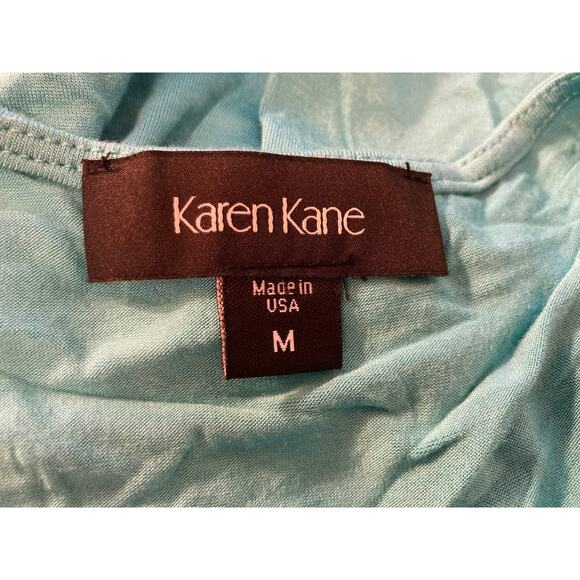 Karen Kane Sleeveless V-Neck Draped Front Tank Top Size Medium Aqua Blue NWT - Picture 3 of 5